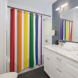 Pride Flag Shower Curtain, Rainbow LGBTQIA, Home Decor, Bathroom Decor, Bathroom Accessories, Housewarming Gift Ideas