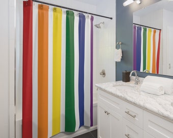 Tenda da doccia con bandiera dell'orgoglio arcobaleno a righe, arredo bagno LGBTQIA