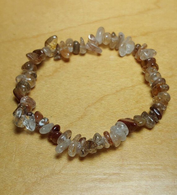 Rutile Quartz Bracelet in Chips - Etsy Rutile Quartz Bracelet in Chips - Etsy