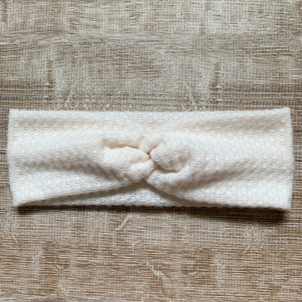 Cream Knotted Soft Waffle Knit Women’s Headband / Warm White Headband / Headband for Women / Women’s Hairband / Fall Headband