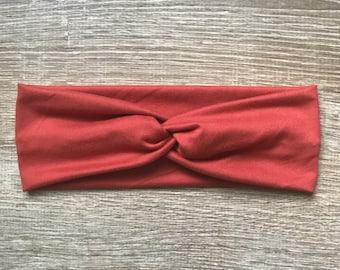 Rust Knotted Headband, Soft Stretchy Women's Headband