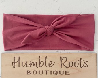 Cinnamon Pink 4 Inch Wide Tied Women’s Headband - Soft Stretchy Hairband
