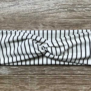 Knotted Headband, Black Stripes on White, Women's Hairband