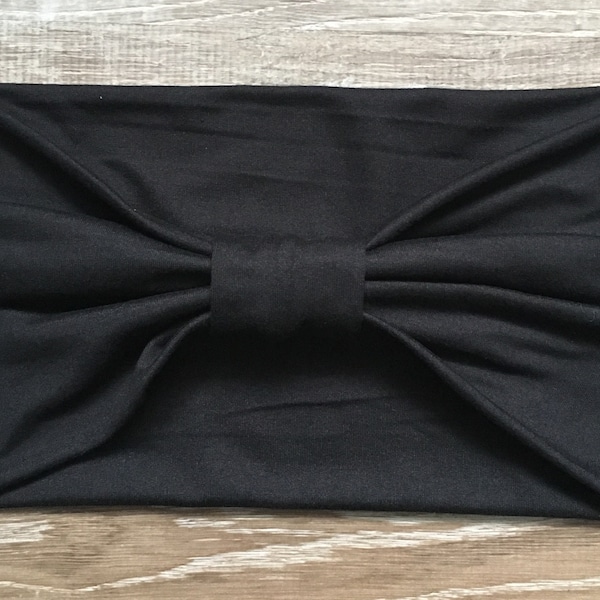 Black 5.5 Inch Wide Turban Style Headband for Women / Solid Black headband / Headbands for Women / Turban Headband / Comfortable Headband