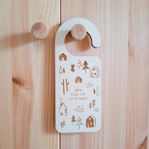 Santa Stop At My House Door Hanger, Scandi Christmas Decoration, Nordic Christmas Ornament image 1