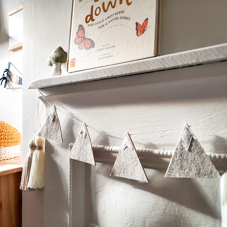 Snowy Mountain Felt Garland, Scandi Nursery Decor image 2