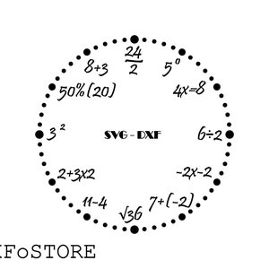 Uhr Gesicht #6 dxf svg download only Mathe