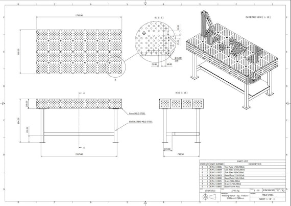 Welding table drawing discount