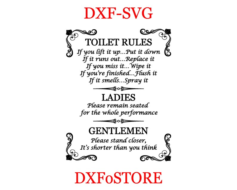 Toilet Rules Funny Dxf Svg Logo Download Only Etsy Australia