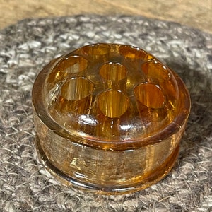 Vintage Imperial Glass Company Marigold Carnival Glass Flower Frog Dome, 8 Hole Flower Frog
