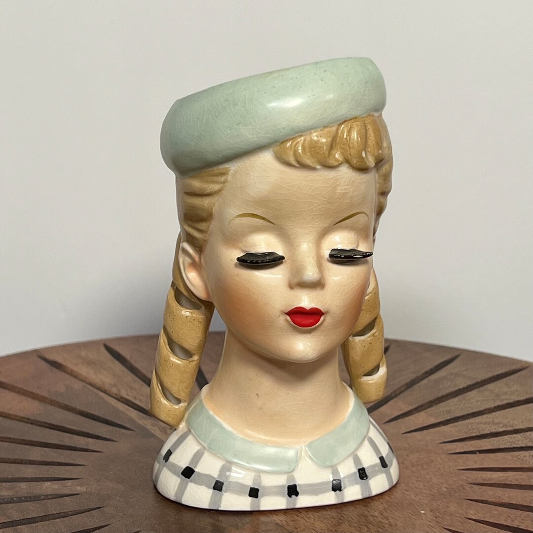 Vintage Lady Head Vase Vintage Japan Teen Girl Head Vase Etsy