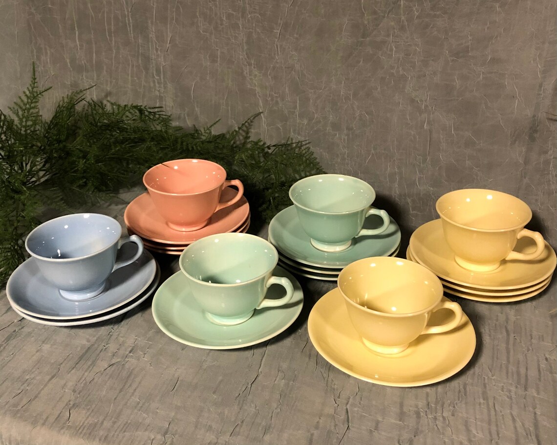 Vintage Luray Dishes Set of Cups and Saucers Pastel Luray Etsy