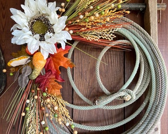 Sunflower Lariat Rope Wreath, Fall Decor, Fall Wreath