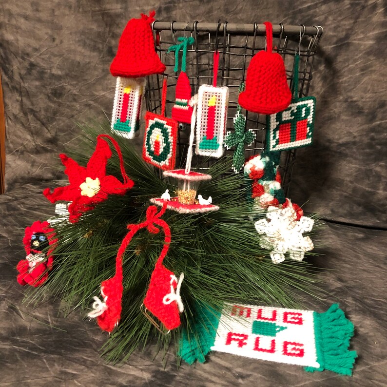 Vintage Handmade Needlepoint Christmas Ornaments/set of 10 Etsy