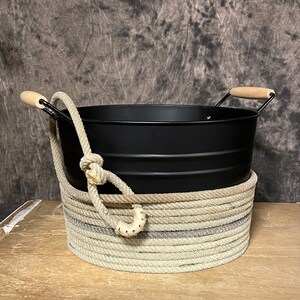 Lariat Rope Wrapped Black Metal Tub