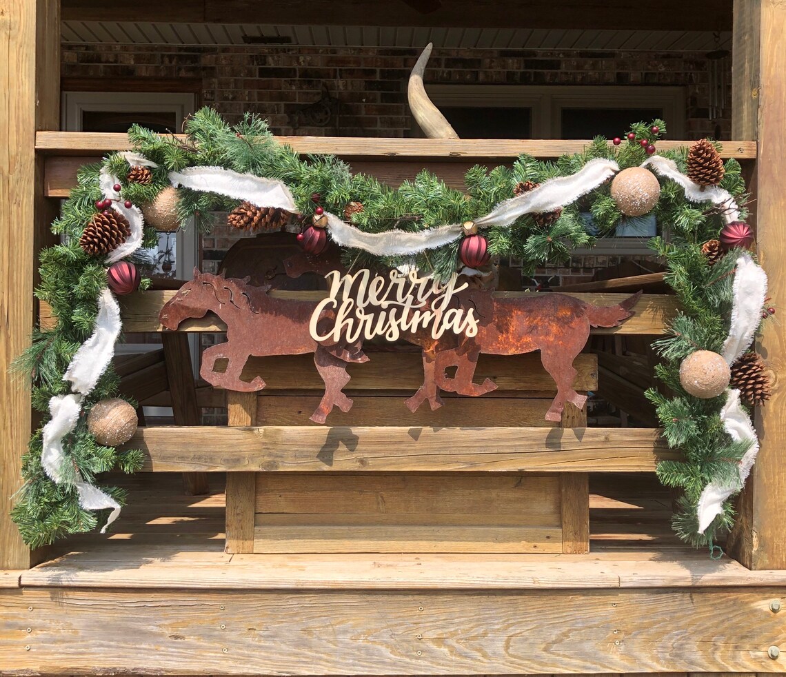 Christmas Garland With Merry Christmas Sign - Etsy
