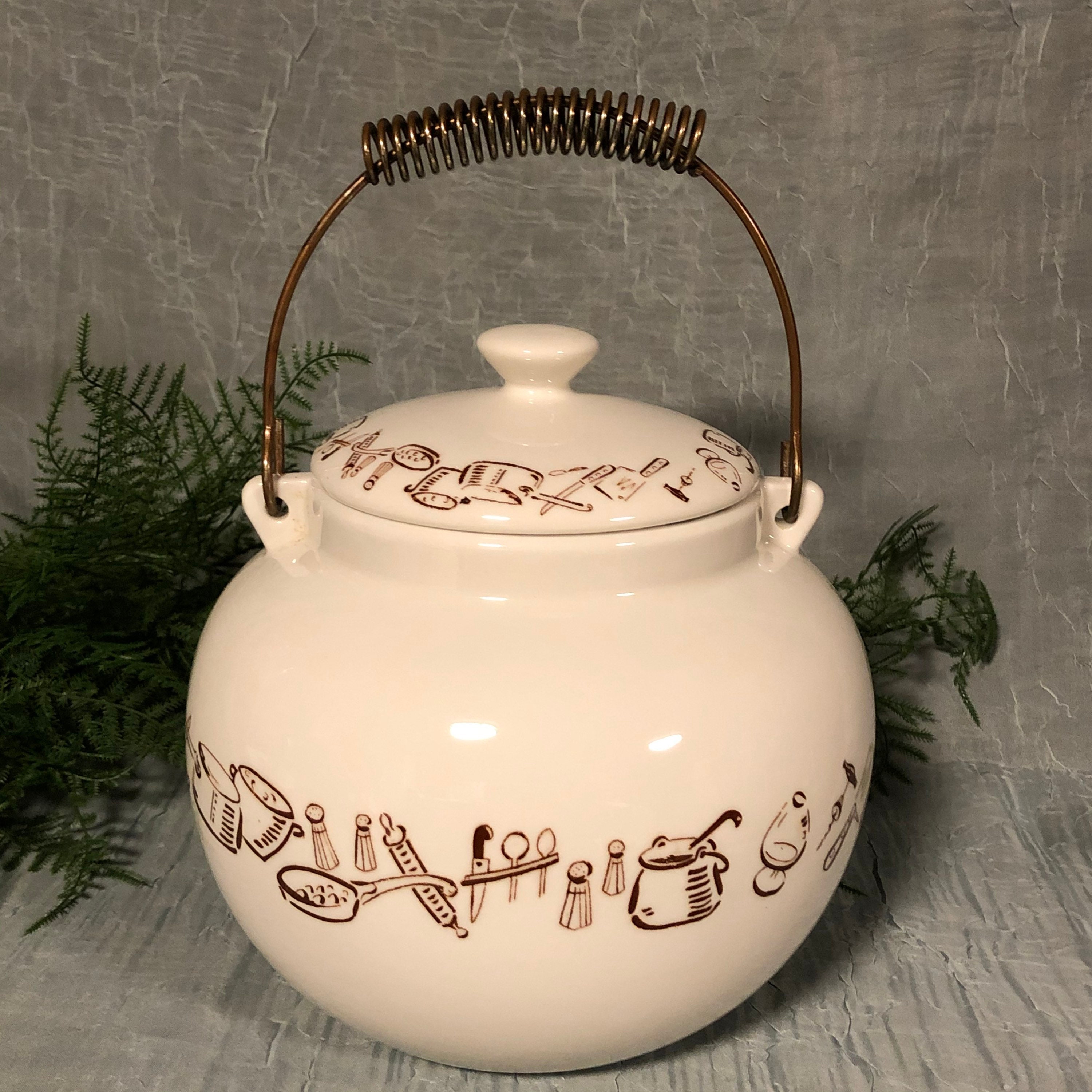 Vintage Terrace Ceramics Cookie Jar With Wire Bail Etsy