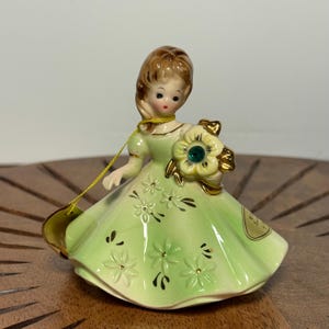Vintage Josef Originals May Birthday Girl, Josef May Emerald Birthday Figurine