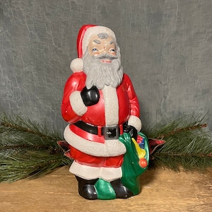 Vintage Ceramic Santa Claus, Hand Painted Santa Claus Figurine