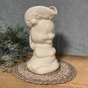 Vintage Shawnee Pottery Girl Pig Pitcher with Bonnet USA