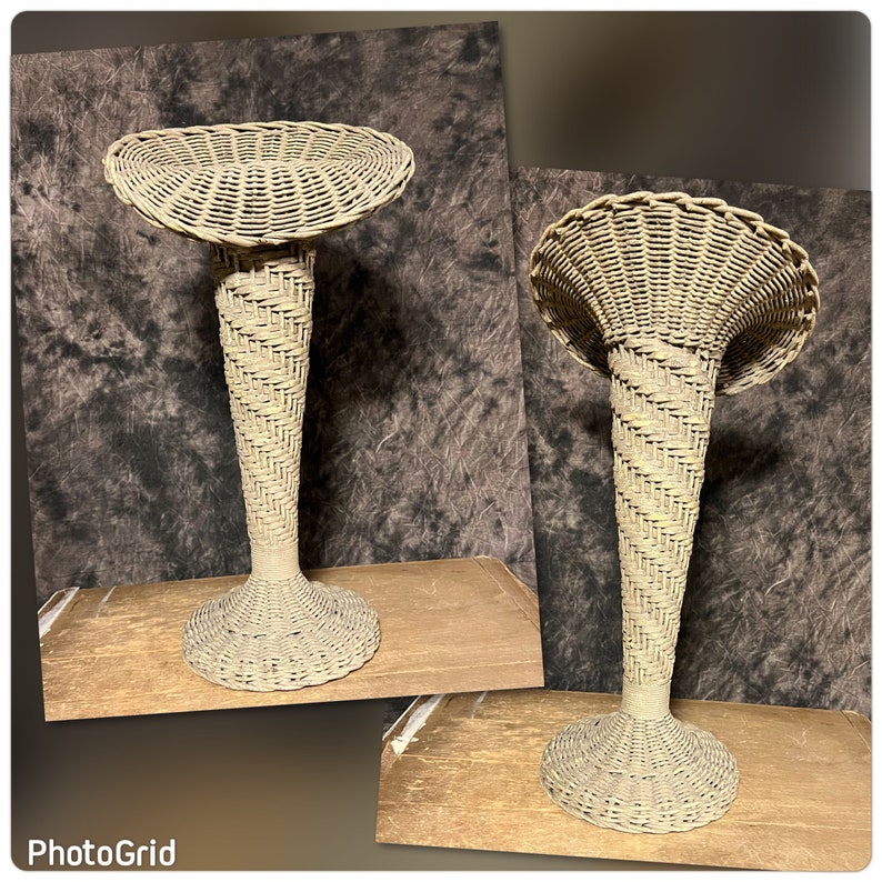 Vintage Trumpet Wicker Funeral Basket Wicker Vase Vintage Etsy