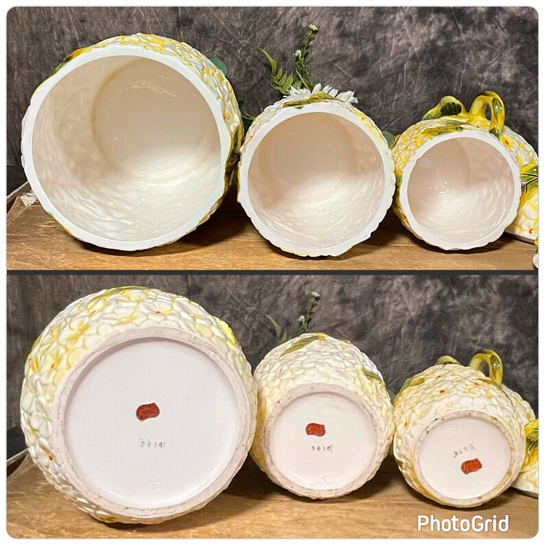 Vintage Lefton Blossom Canister Set, 3 Piece Lefton Canister Set