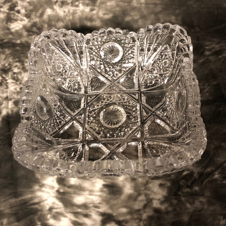 Vintage American Brilliant Cut Glass Square Dish / Cut Glass Etsy
