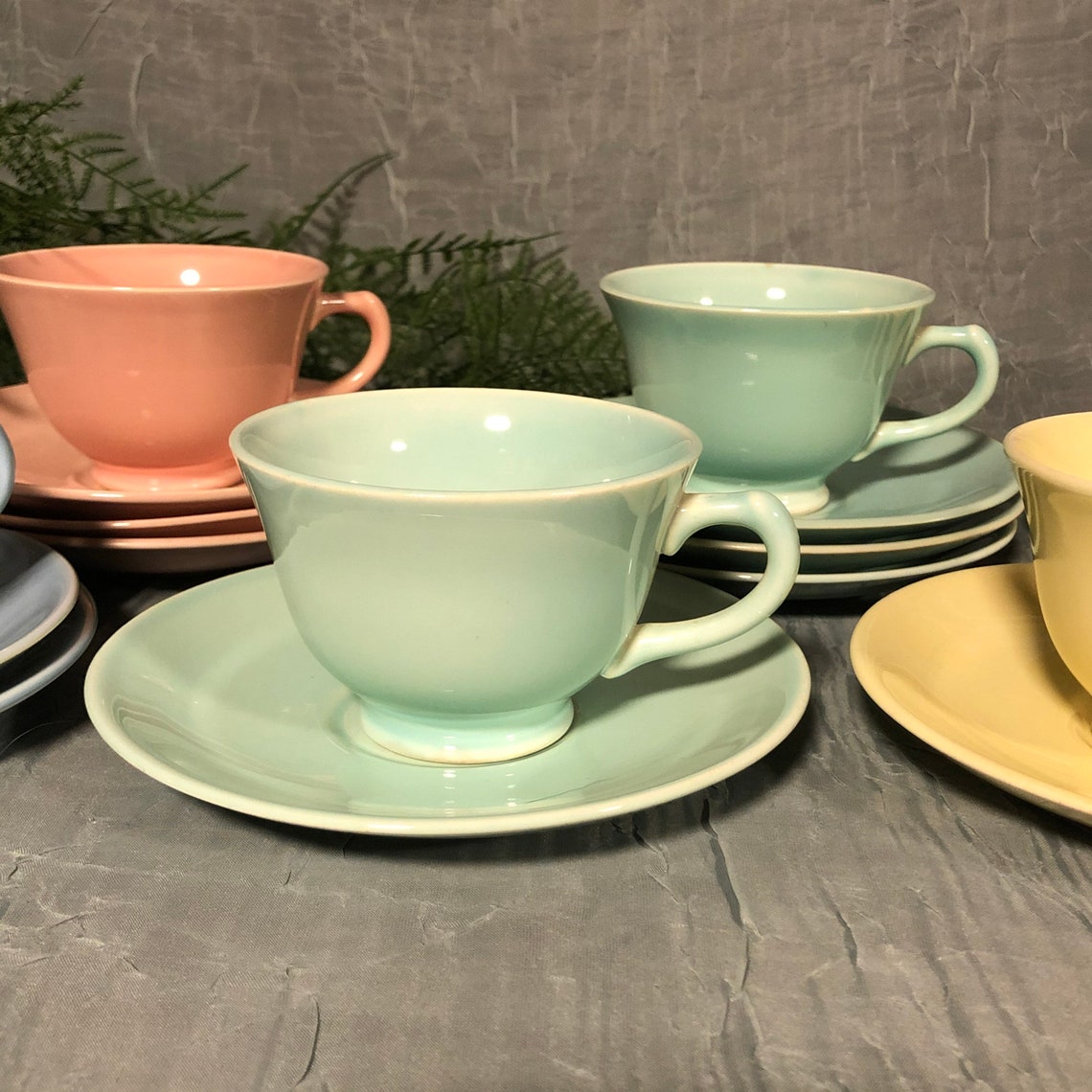 Vintage Luray Dishes Set of Cups and Saucers Pastel Luray Etsy