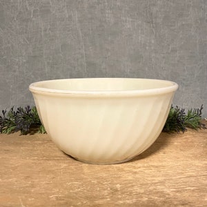 Vintage Fire King Swirl Milk Glass Mixing Bowl, Vintage Milk Glass Bowl