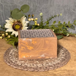 Vintage Merle Norman Face Powder Box, Light Brown Marble Mottled Acrylic Box, 3 Piece Vintage Powder Bod