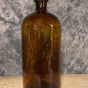 Antique Early 1900s HUGE 13.25 Round Amber Glass Apothecary