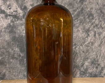 Vintage Large Brown Amber Apothecary Bottle, Vintage Pharmacy Bottle N3