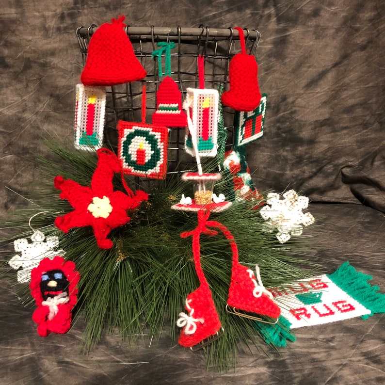 Vintage Handmade Needlepoint Christmas Ornaments/set of 10 Etsy