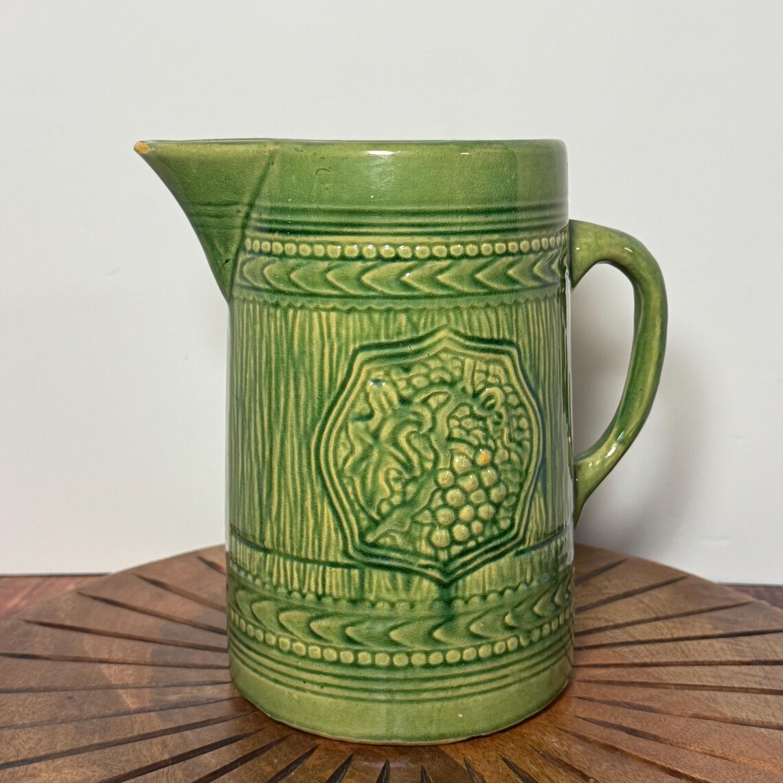 Vintage Green Pottery Pitchernull