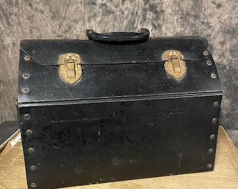Vintage Pet Carrier, Pet Taxi, Black Pet Carrier, Dog Cat Travel Luggage