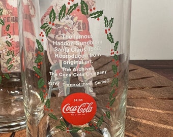 Vintage Coca-cola Santa Claus Christmas Glasses, Set 3 Vintage