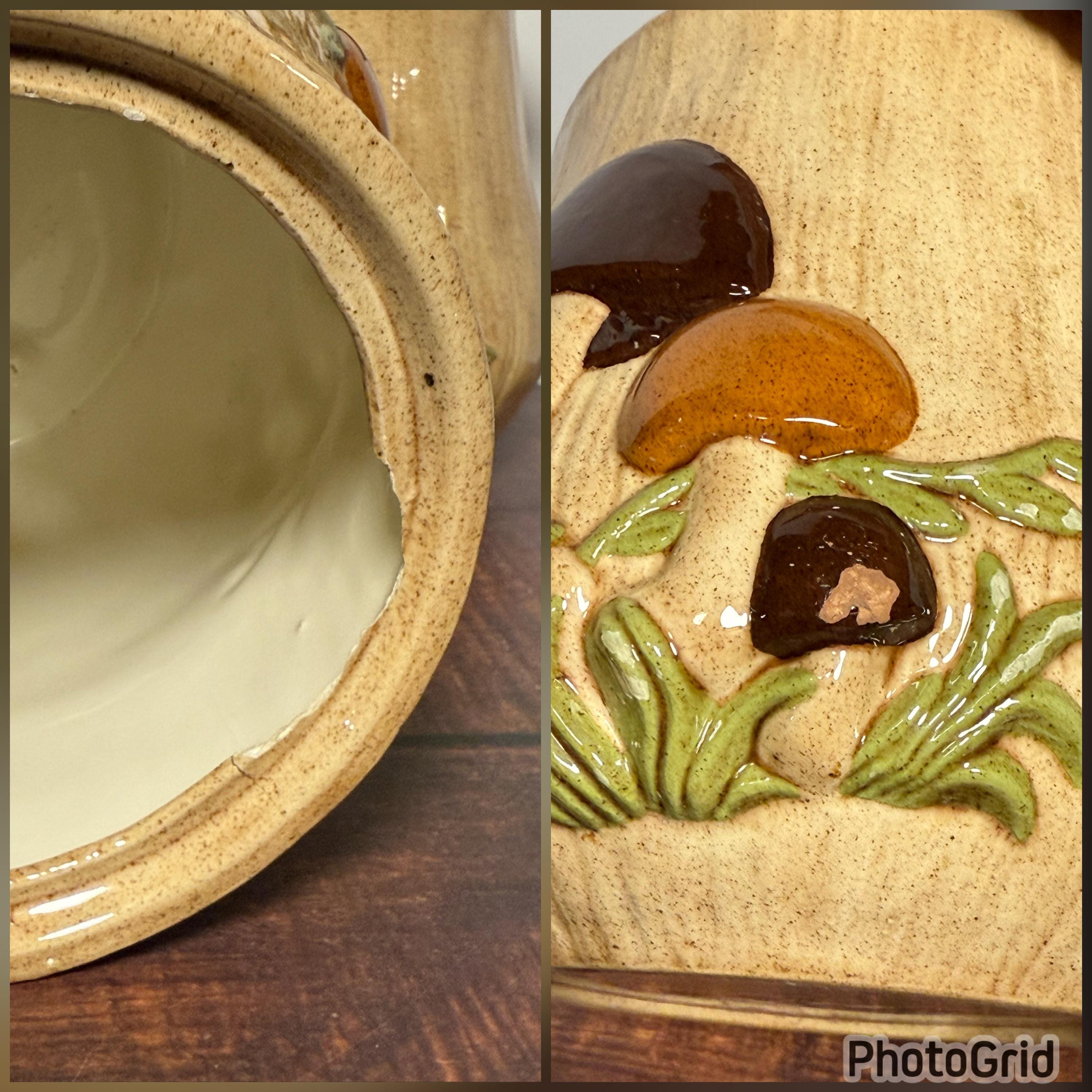 Vintage Arnels Mushroom Canisters, Set of 4 Ceramic Mushroom
