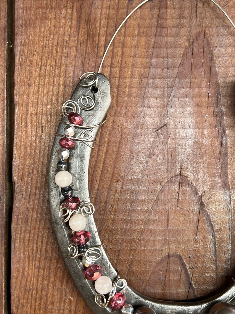 Beaded Horseshoe Pink Beads Pearl Beads Silver Beads Etsy