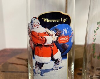 Vintage Coca-cola Santa Claus Christmas Glasses, Set 3 Vintage