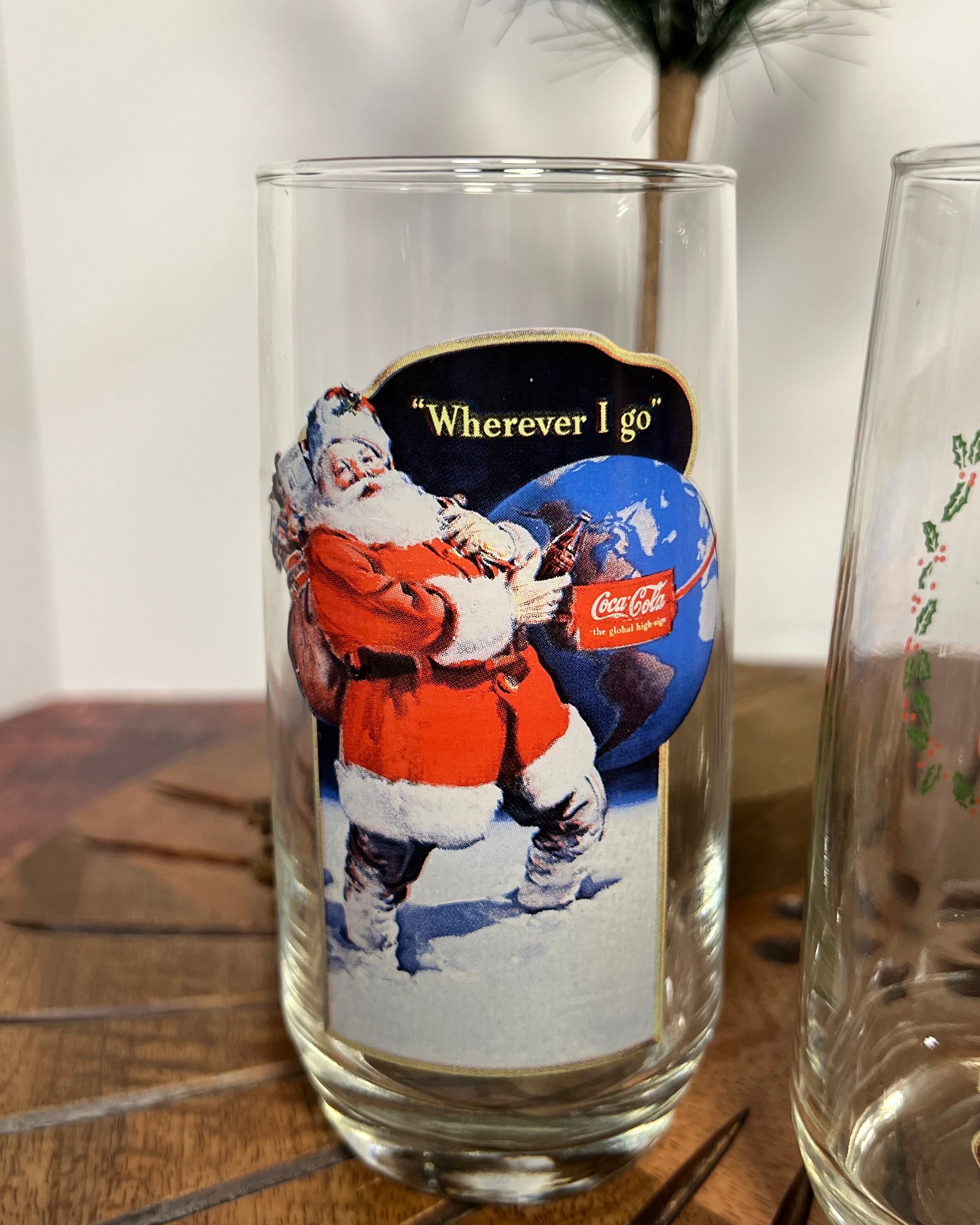 Vintage Coca-cola Santa Claus Christmas Glasses, Set 3 Vintage