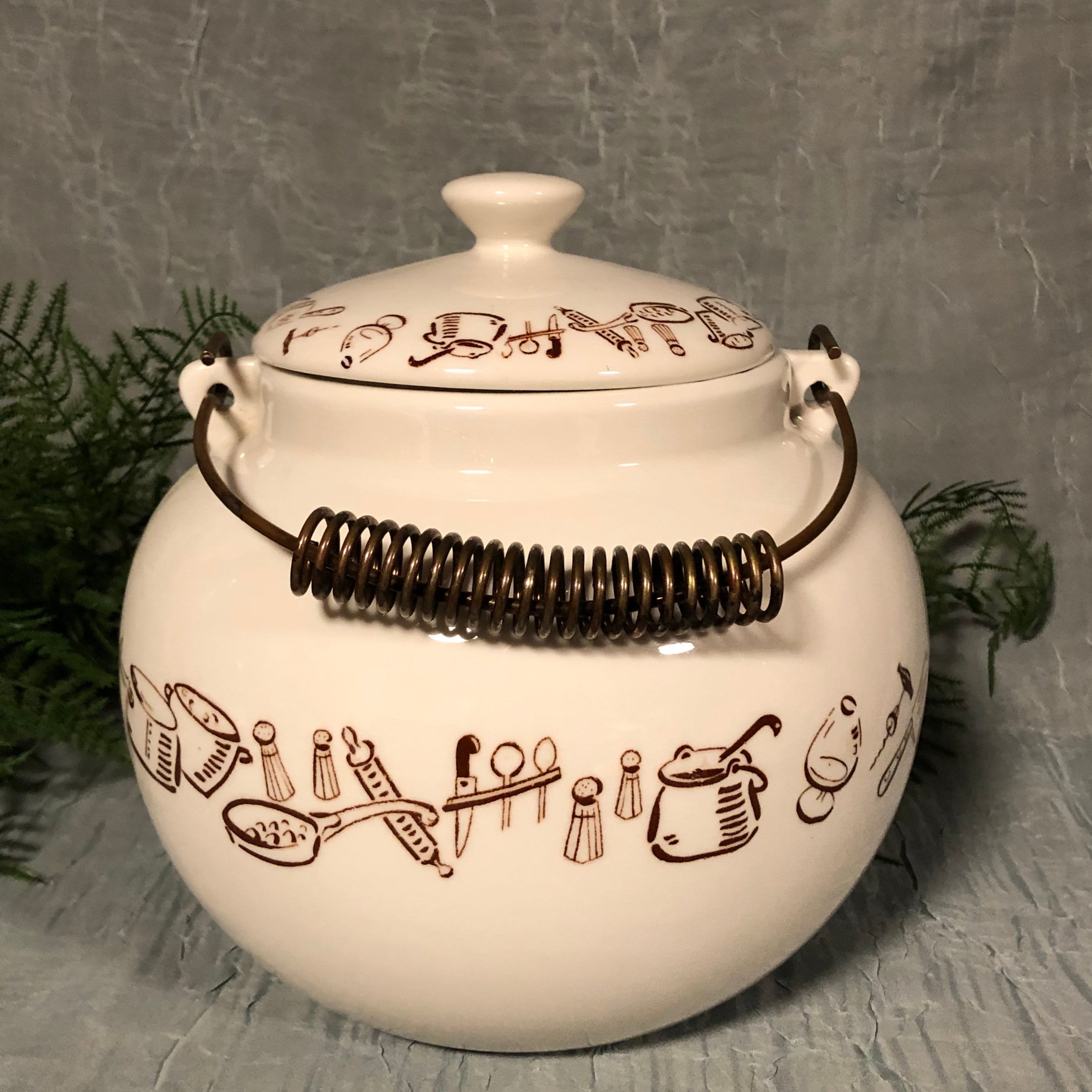 Vintage Terrace Ceramics Cookie Jar With Wire Bail Etsy
