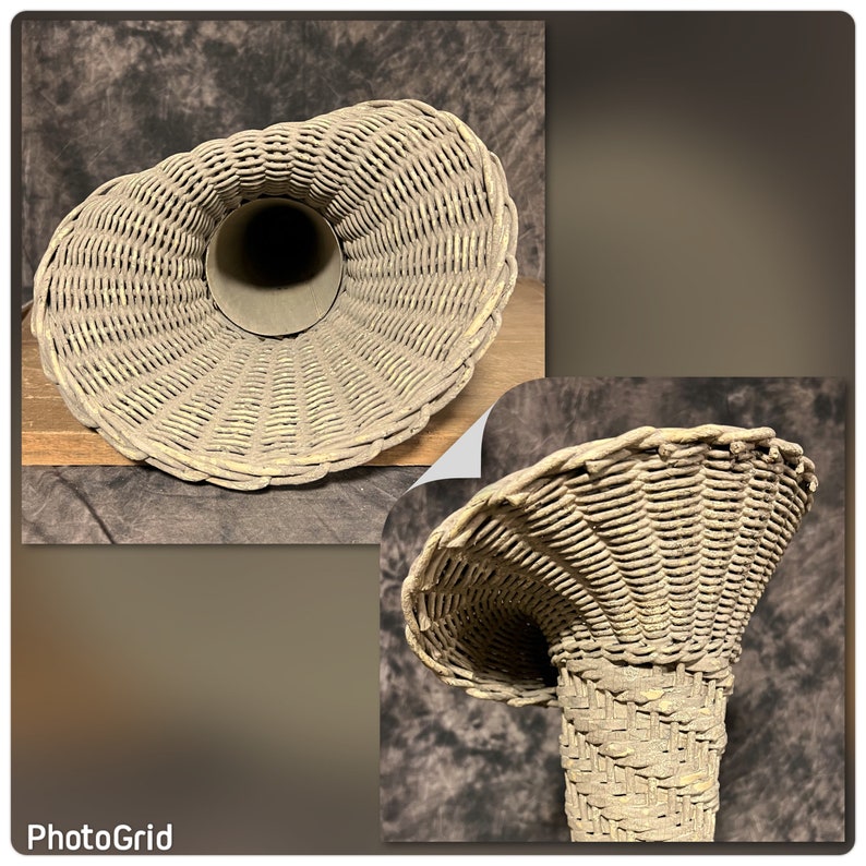 Vintage Trumpet Wicker Funeral Basket Wicker Vase Vintage Etsy