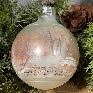 Vintage 1989 Hallmark Grandparents Keepsake Glass Christmas Ornament/Vintage Holiday Ornament