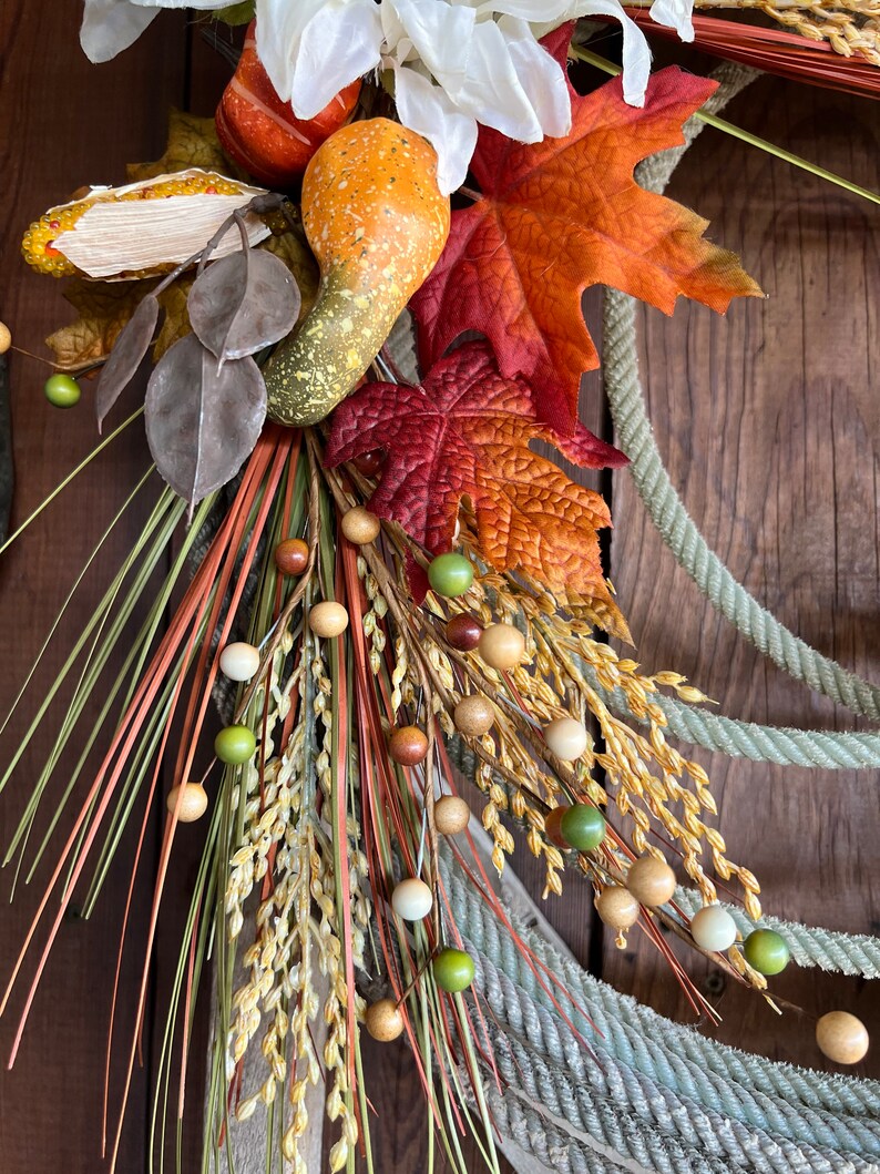 Sunflower Lariat Rope Wreath Fall Decor Fall Wreath Etsy