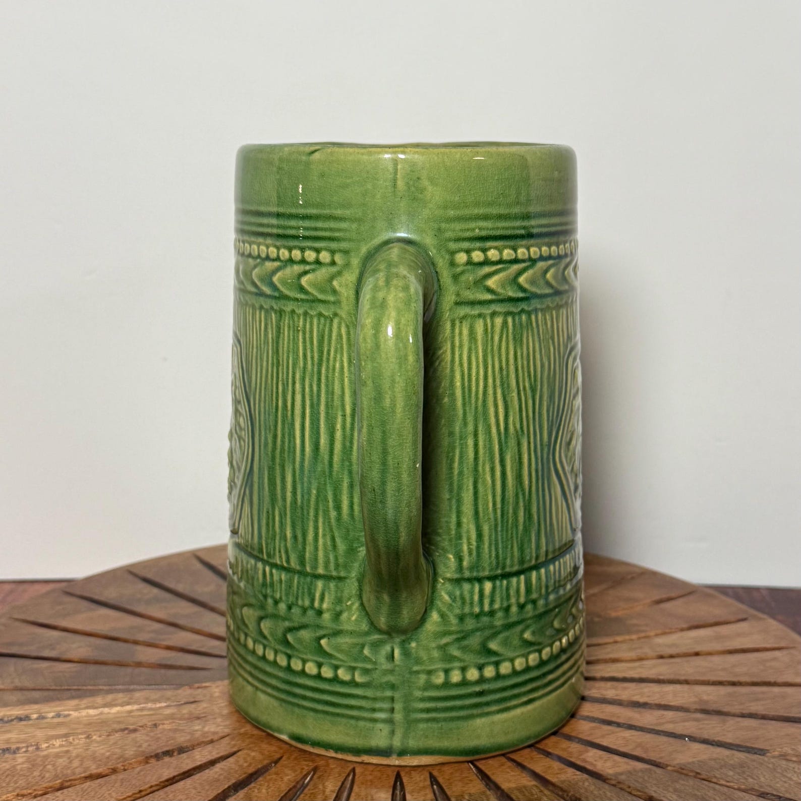 Antique Nelson Mccoy Green Pottery Pitcher, Green Grape Pattern ...