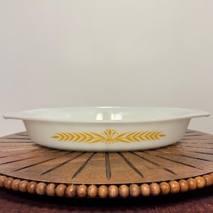 Vintage MCM Pyrex Royal Wheat Divided Dish, Yellow Wheat Design Divided Bowl, Vintage Pyrex