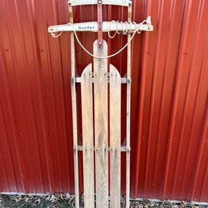 Rare Vintage True Temper Sno Surfer Wooden Sled, Vintage Holiday Decor, Christmas Sled, Large Vintage Wood Sled