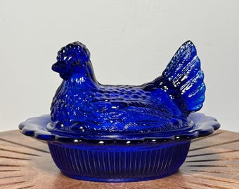 Mosser Smoke Titanium Carnival Glass Hen on Nest Salt Cellar
