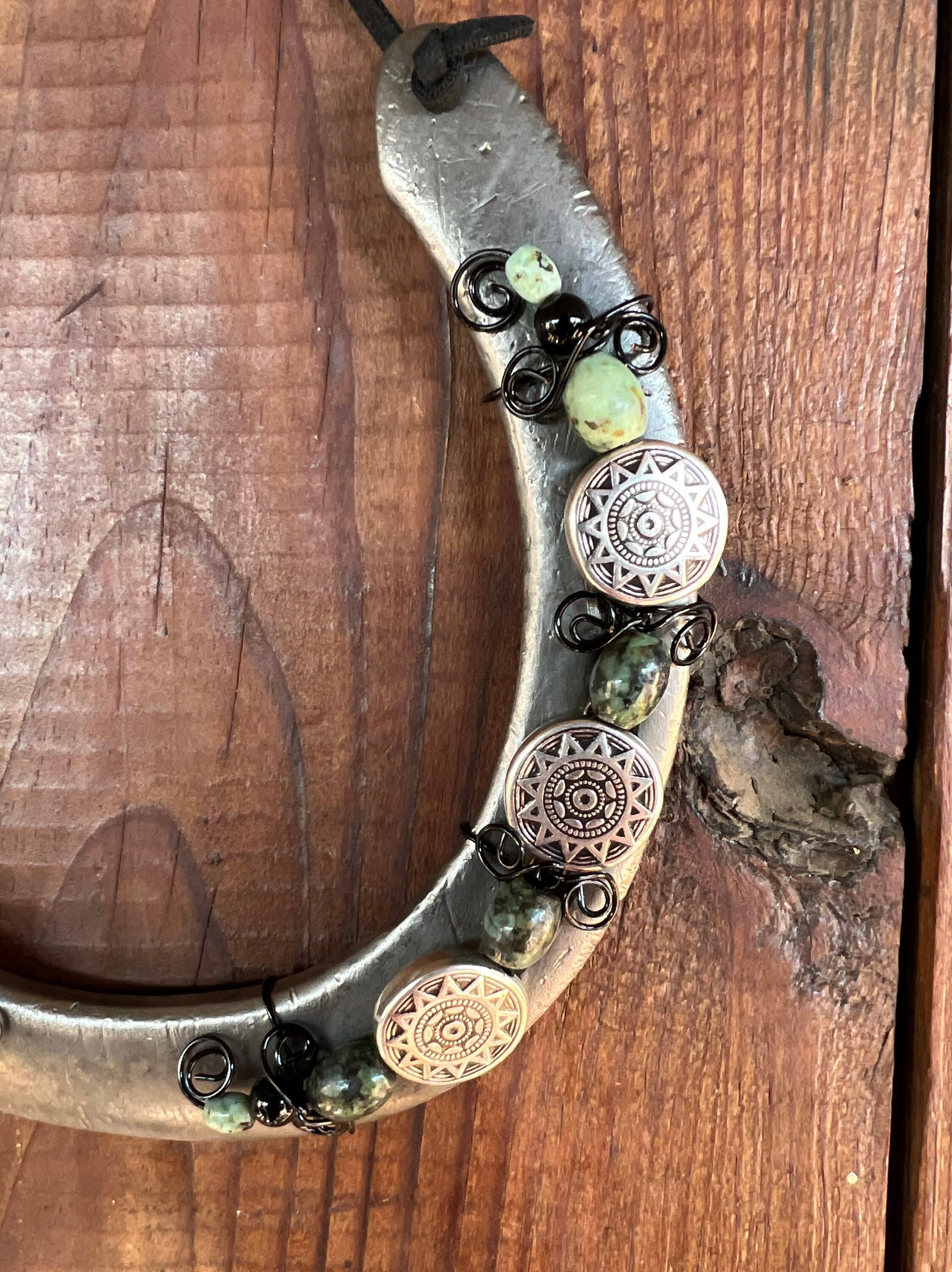 Beaded Horseshoe, Decorative Horseshoe, Silver Cow Skull Beaded Horseshoe, Decorative Horseshoe, Silver Cow Skull