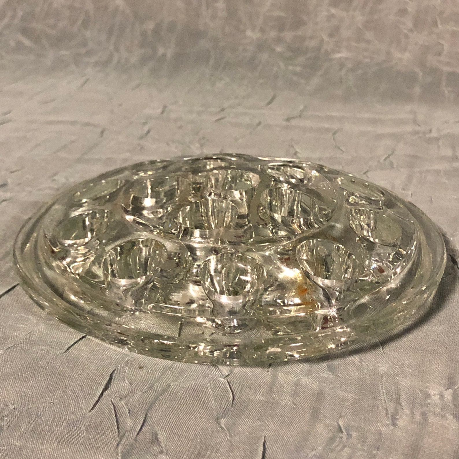 Vintage 16 Hole Flower Frog Clear Glass Flower Frog Etsy